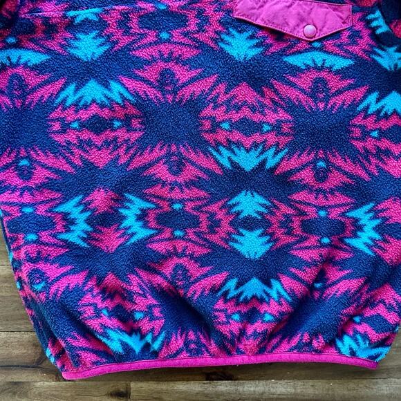 Patagonia Fushia Navy Teal Lightweight Synchilla Fleece Aztec Snap-T Pullover 12 - Picture 4 of 8